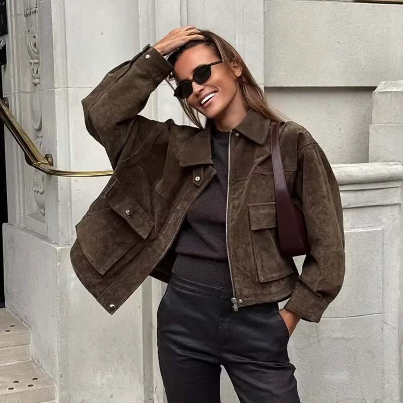 מעיל דמוי עור אופנתי - יינקי