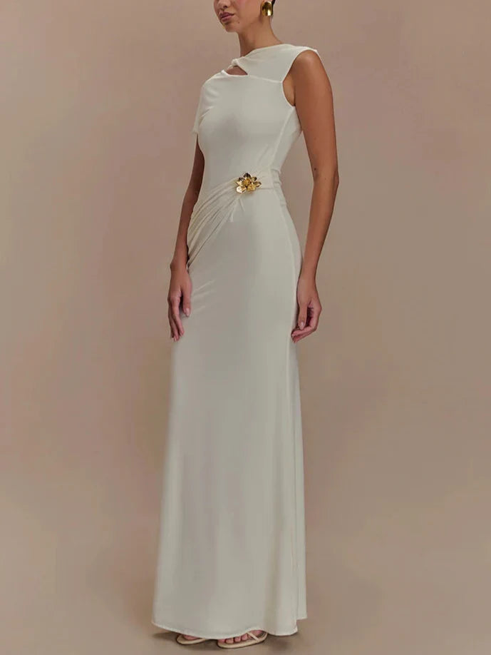 Luna שמלת ערב עם חיתוך ועיטור זהב