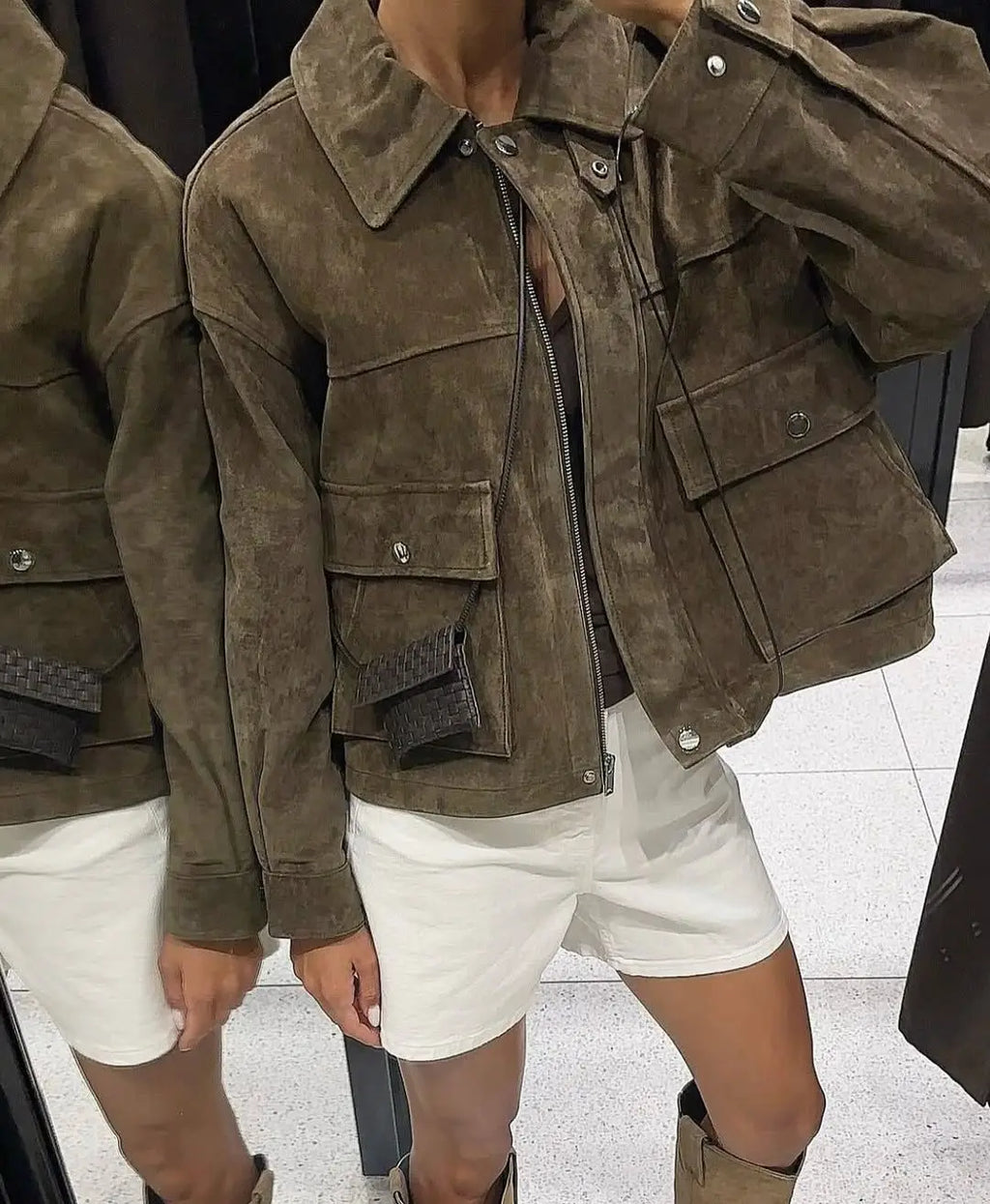 מעיל דמוי עור אופנתי - יינקי