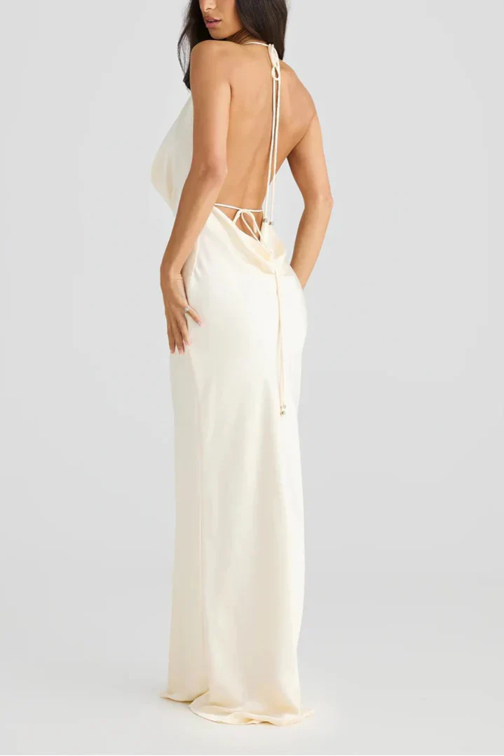Tiana שמלת מקסי סאטן עם גב חשוף