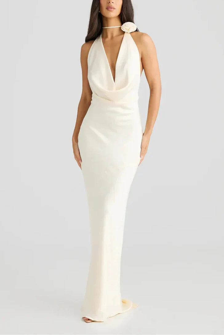 Tiana שמלת מקסי סאטן עם גב חשוף