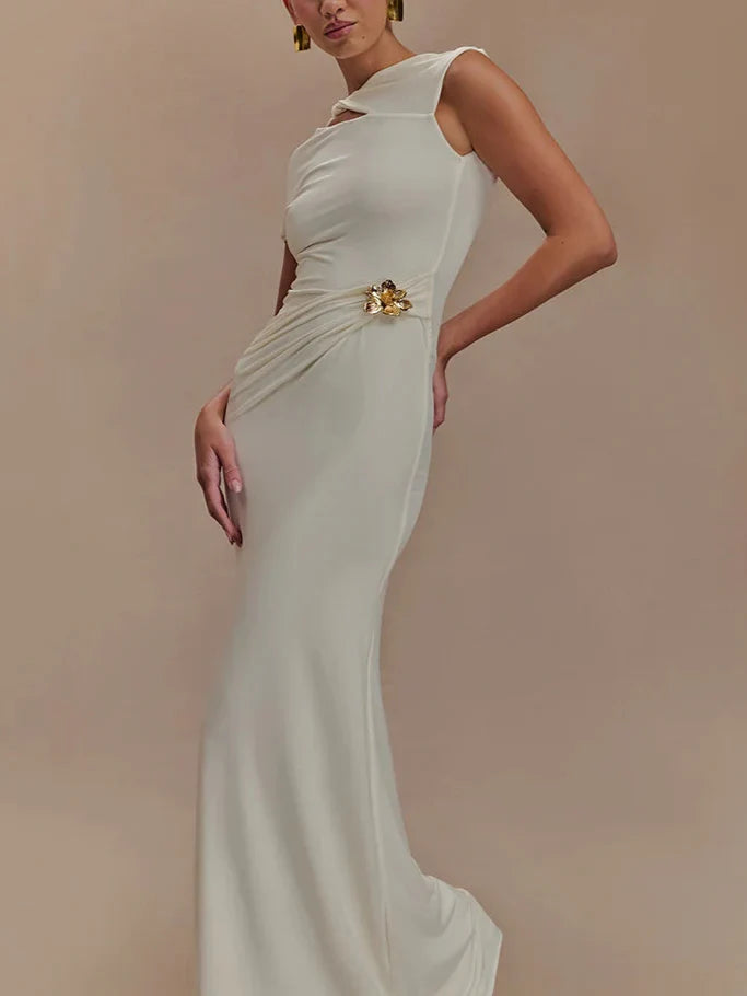 Luna שמלת ערב עם חיתוך ועיטור זהב